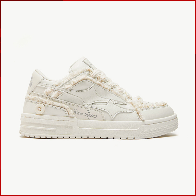 Tassel Fringe Trim - Białe buty do skateboardingu dla kobiet