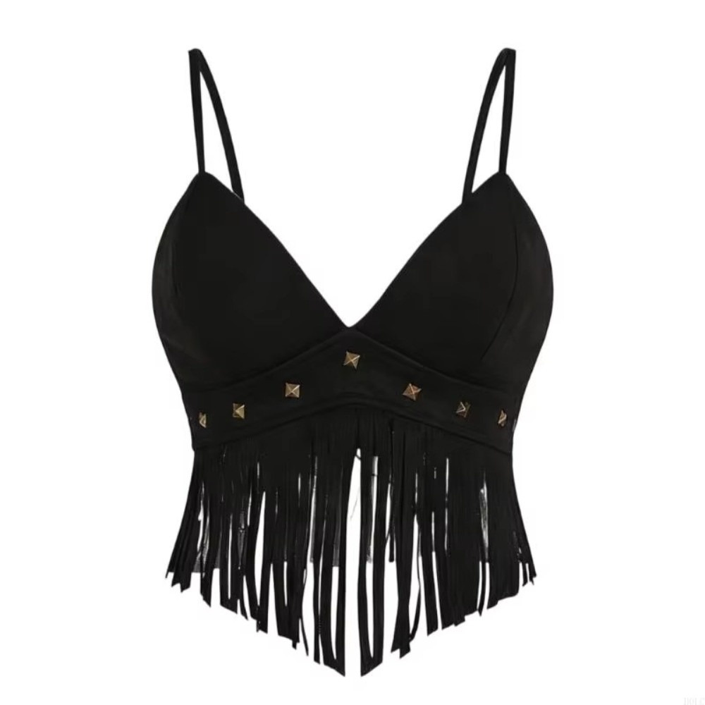 Tassel Fringe Trim - Damski krótki top w stylu vintage