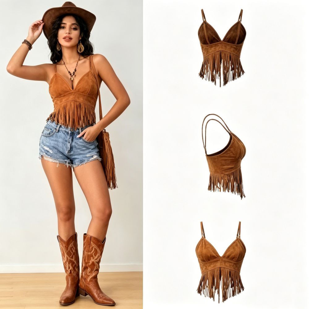 Damski krótki top w stylu vint – Tassel Fringe Trim recenzja i cena