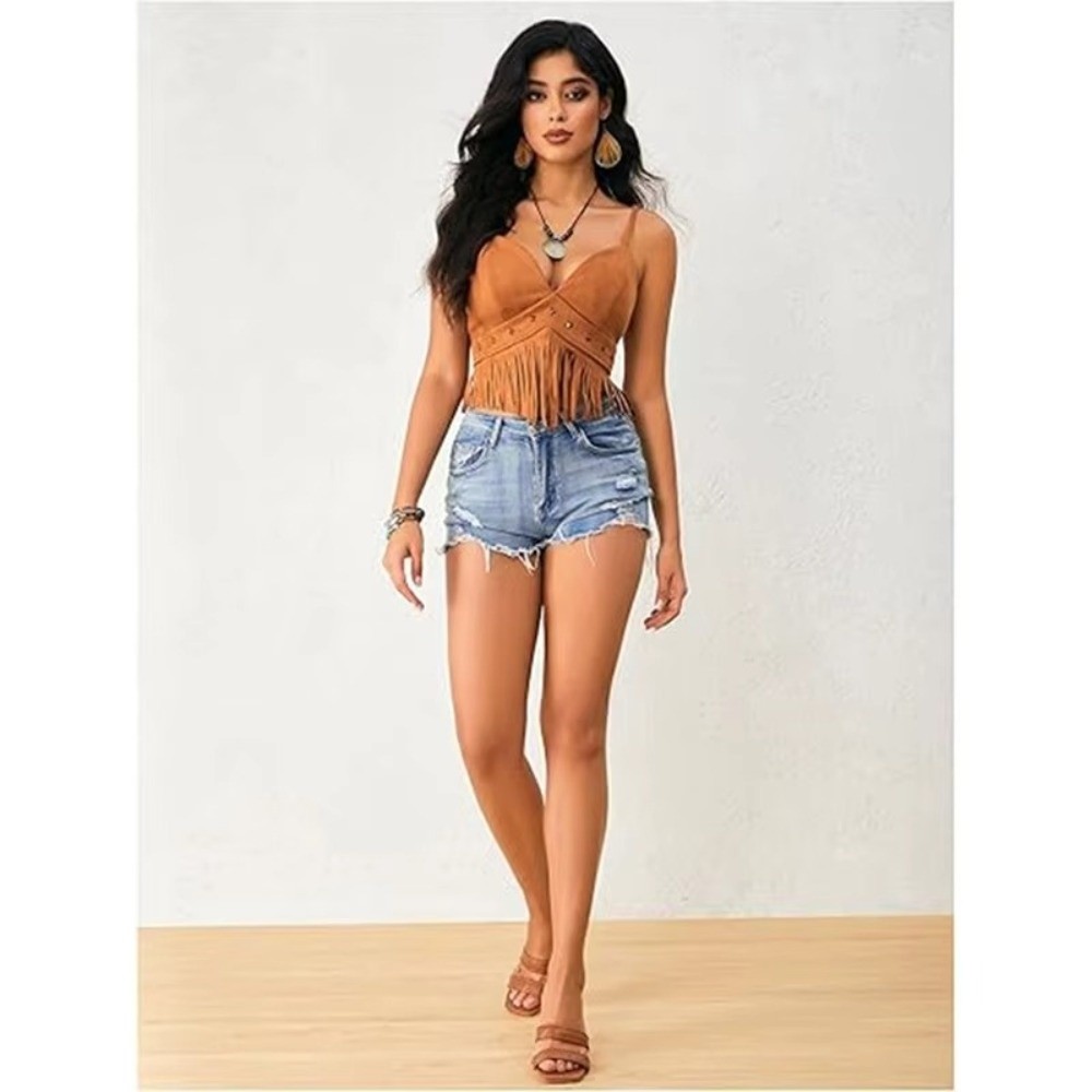 Damski krótki top w stylu vint – Tassel Fringe Trim recenzja i cena