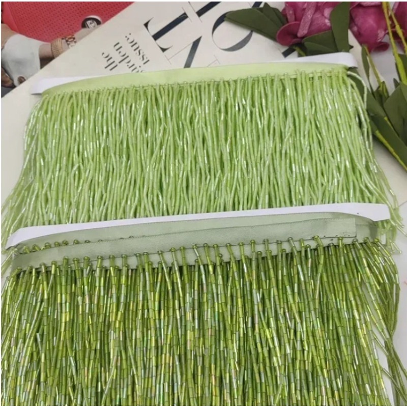 10CM Srebrno-Czerwona Koronka  – Beaded Trim Fringe recenzja i cena