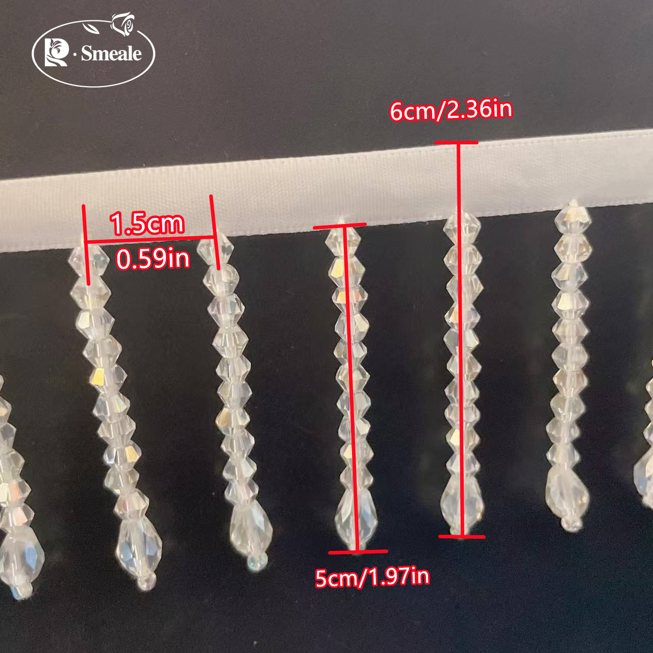 Kryształowe frędzle, koronkowe – Beaded Trim Fringe recenzja i cena